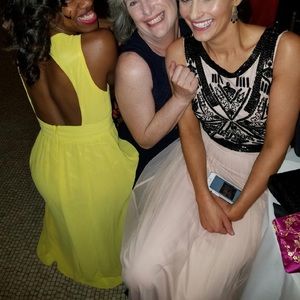 Light blush colored dress with beaded top